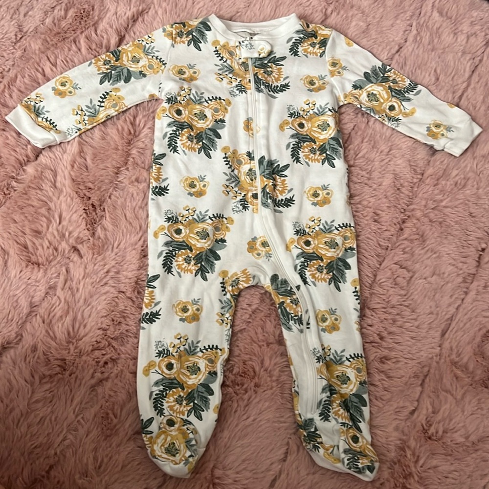 Chick Pea Yellow Floral Zip Up Footie